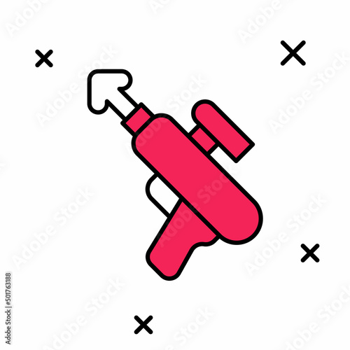 Filled outline Fishing harpoon icon isolated on white background. Fishery manufacturers for catching fish under water. Diving underwater equipment. Vector