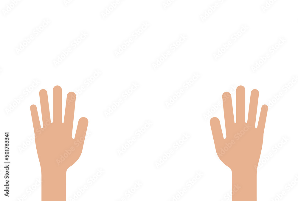 シンプルな人の両手 - 手をつく・手を挙げる・バンザイのイメージ素材
