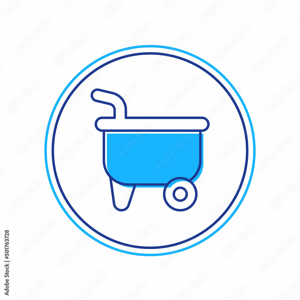 Filled outline Wheelbarrow icon isolated on white background. Tool equipment. Agriculture cart wheel farm. Vector