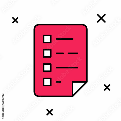 Filled outline Clipboard with checklist icon isolated on white background. Control list symbol. Survey poll or questionnaire feedback form. Vector