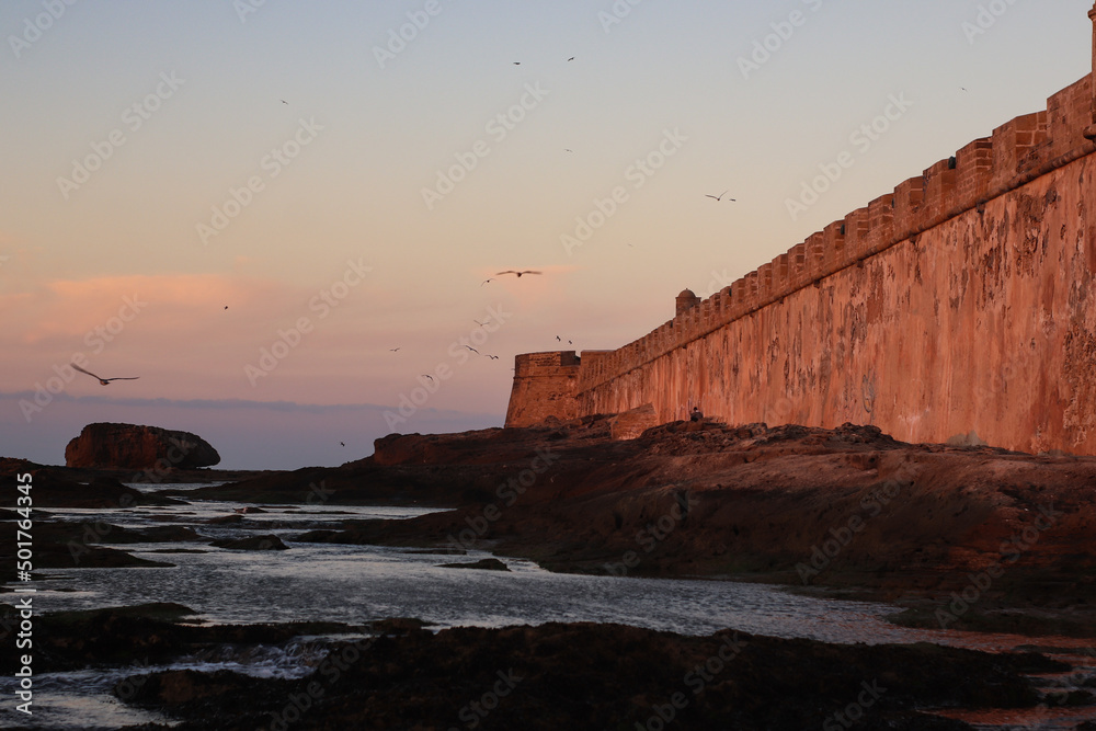 Fortress of the old city of Essaouira on the coast of the atlantic ocean, Morocco