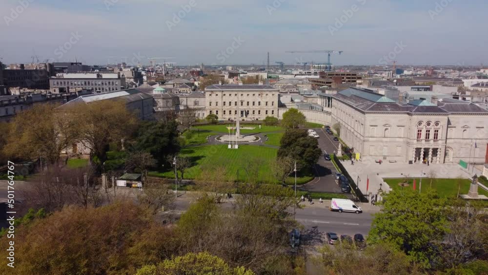 Leinster House in Dublin - the Irish Government Building from above - aerial view Leinster House in Dublin - the Irish Government Building from above - aerial view