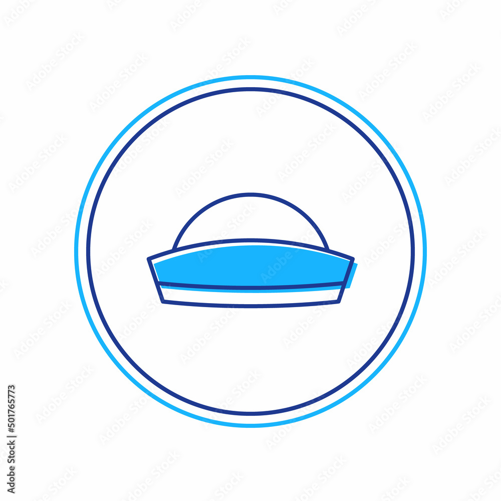 Fototapeta premium Filled outline Sailor hat icon isolated on white background. Vector