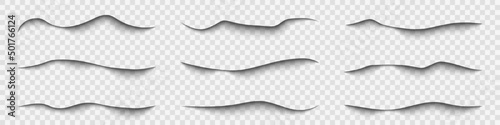 Realistic shadows. Paper transparent shadows. Shadow overlay effect. Dividing lines. Set. Vector illustration