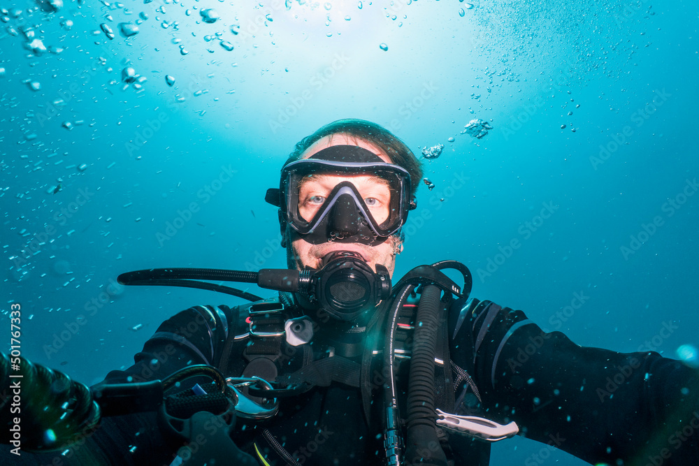 diver taking a selfie on a dive around Phuket diver taking a selfie on a dive around Phuket