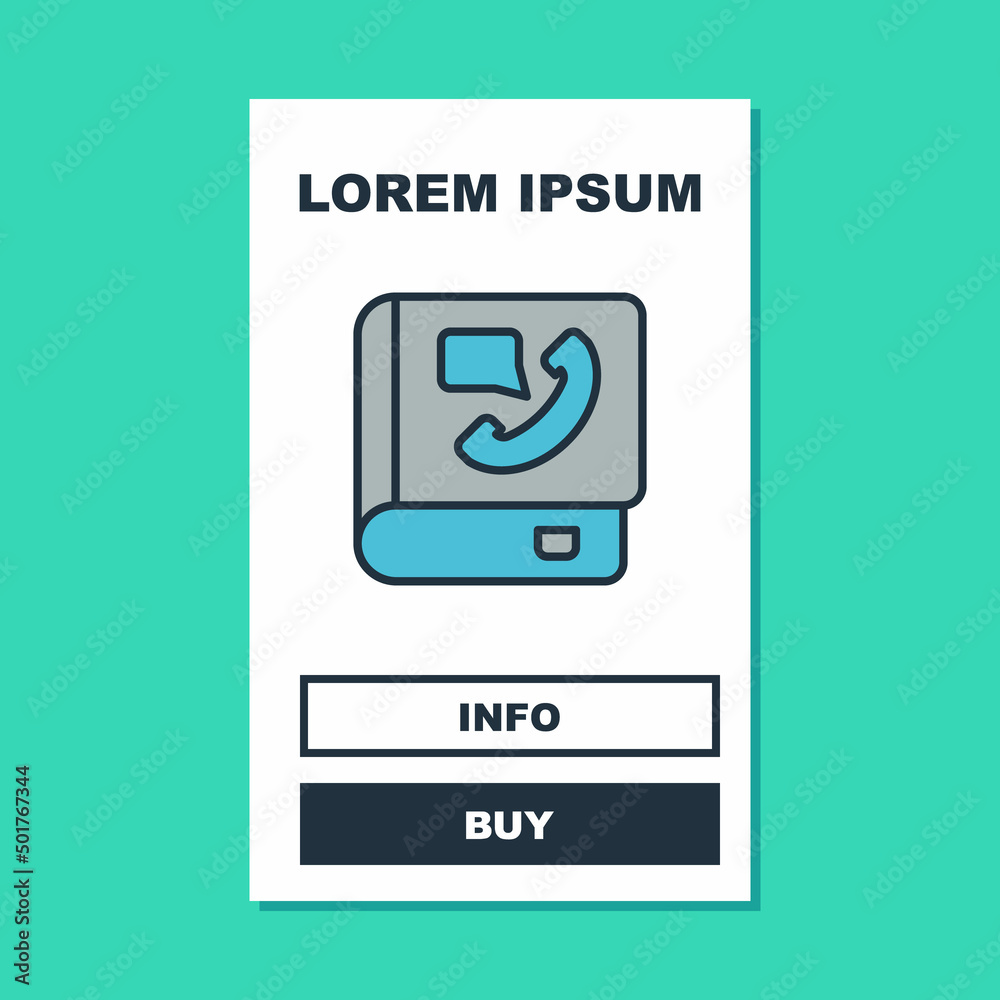 Filled outline Phone book icon isolated on turquoise background. Address book. Telephone directory. Vector Filled outline Phone book icon isolated on turquoise background. Address book. Telephone directory. Vector
