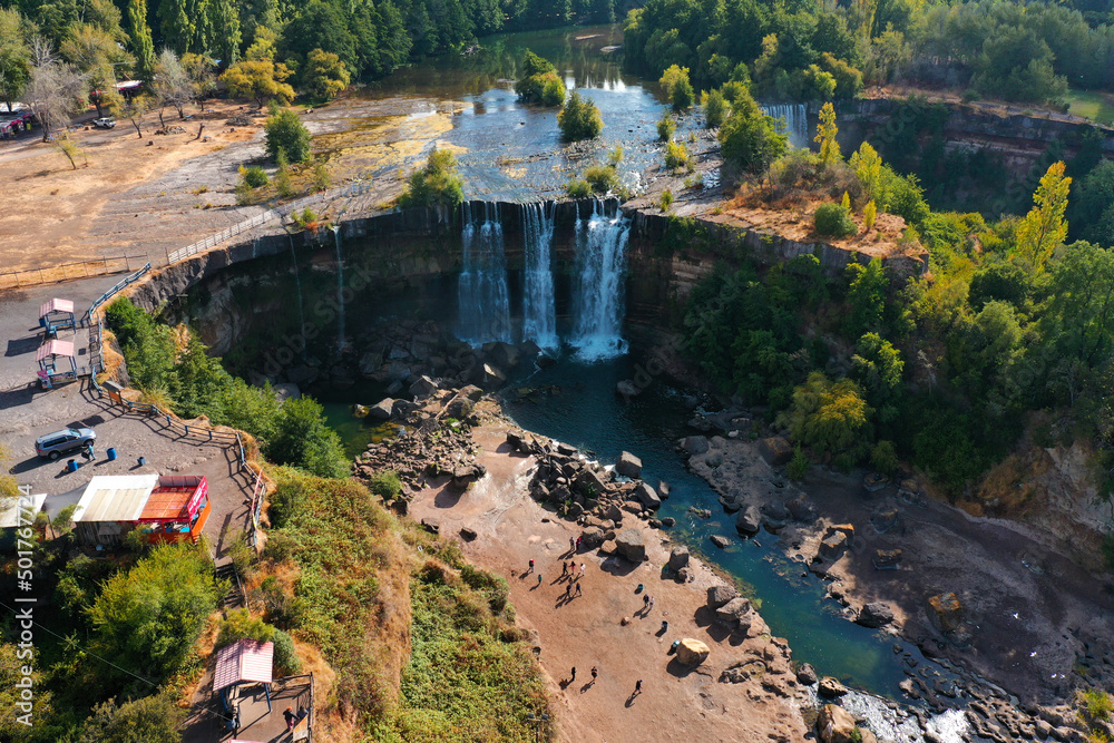 Laja Fälle in Chile aus der Luft Luftbildaufnahmen von den Laja Falls