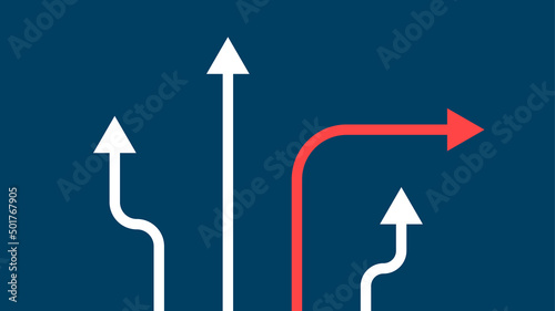 Think different. The concept of individuality and uniqueness. Innovation. Leadership. Business idea. Vector illustration