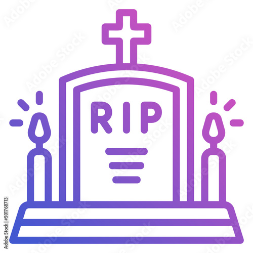 Tombstone line gradient icon. Can be used for digital product, presentation, print design and more.