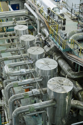 High pressure steam heaters in a thermal power plant.