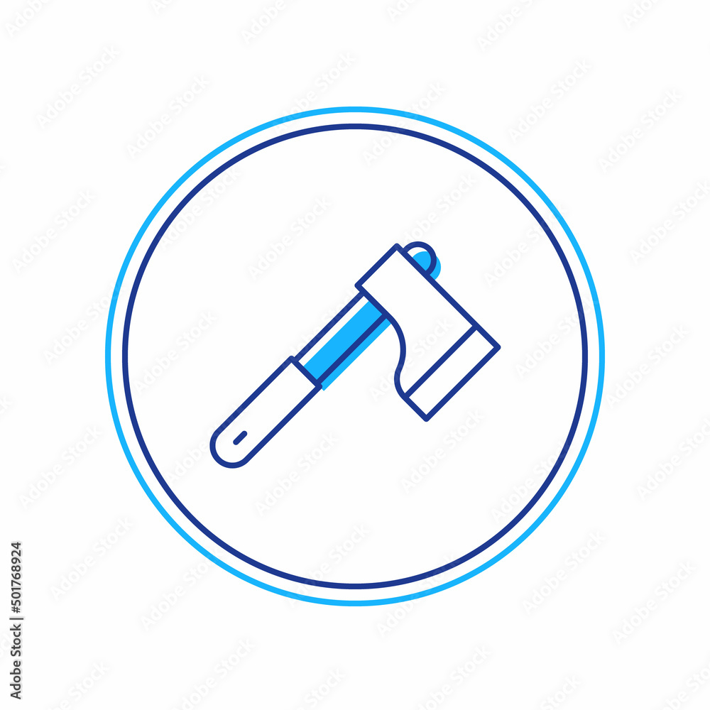 Filled outline Wooden axe icon isolated on white background. Lumberjack axe. Vector Filled outline Wooden axe icon isolated on white background. Lumberjack axe. Vector