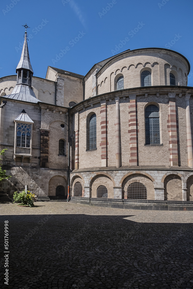 Romanesque church St. Maria im Kapitol (St. Mary’s in the Capitol) is located on site of ancient Roman Capitoline temple. Present church was built in XI century. Cologne, Germany.