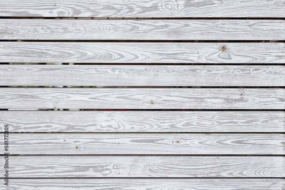 Obraz premium Wooden background. Old white painted fence in good condition.