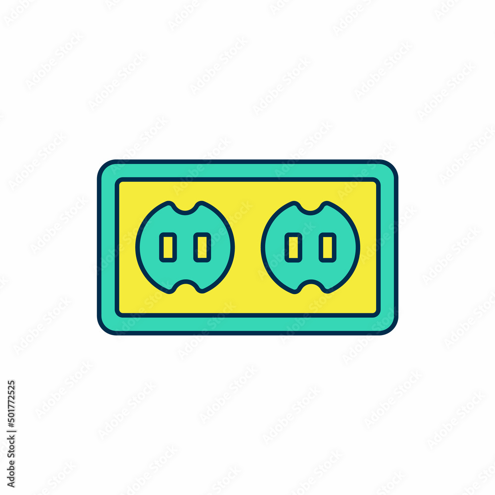 Filled outline Electrical outlet icon isolated on white background. Power socket. Rosette symbol. Vector Filled outline Electrical outlet icon isolated on white background. Power socket. Rosette symbol. Vector
