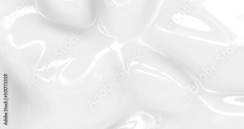 Liquid abstract white background. Smooth glossy texture 3D rendering . 3D illustration