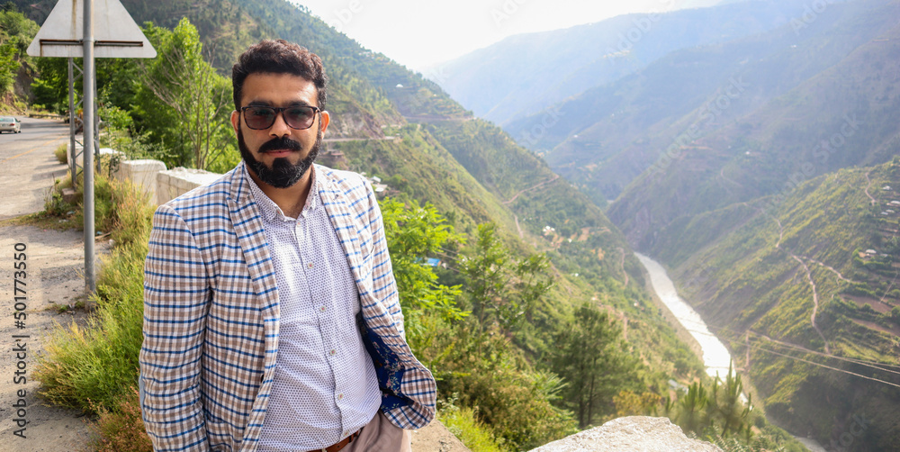 A handsome man in mountains