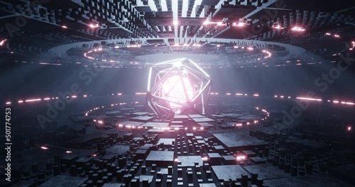 4K looping Sci-Fi digital virtual reality environment. Abstract Animation.