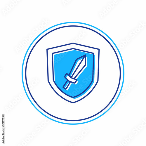 Filled outline Sword for game icon isolated on white background. Vector