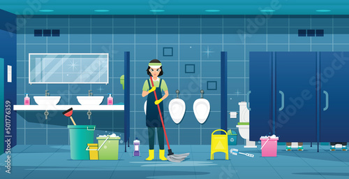 Maids clean the toilets so that customers can always use clean bathrooms.