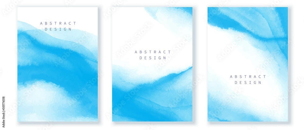 Set of vertical backgrounds, cards, covers. Monochrome, blue, white, watercolor texture. Soft gradient shades. Set of vertical backgrounds, cards, covers. Monochrome, blue, white, watercolor texture. Soft gradient shades.