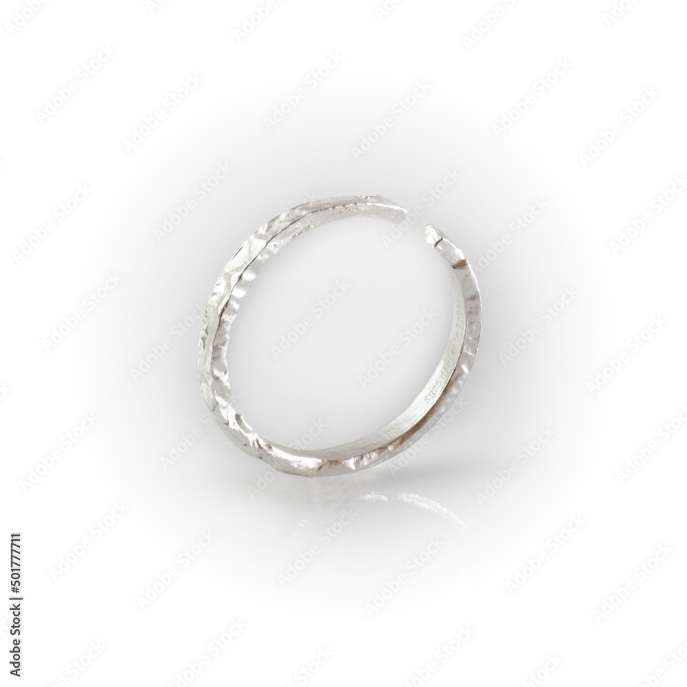 Irregular adjustable rotating silver ring isolated on white background Irregular adjustable rotating silver ring isolated on white background