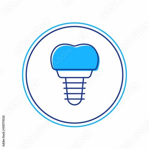 Filled outline Dental implant icon isolated on white background. Vector