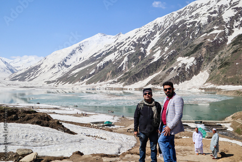 Two visitors on the Saif ul Malook Lake at KPK, Pakistan
