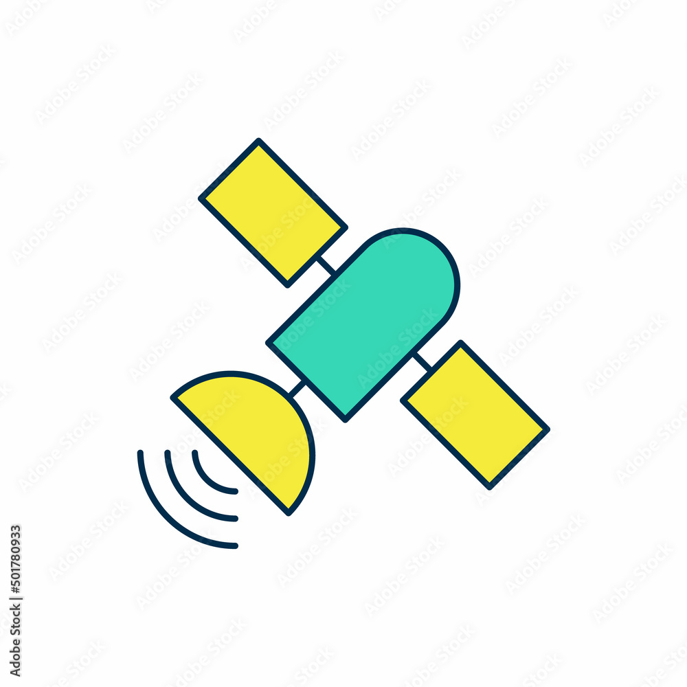 Filled outline Satellite icon isolated on white background. Vector Filled outline Satellite icon isolated on white background. Vector