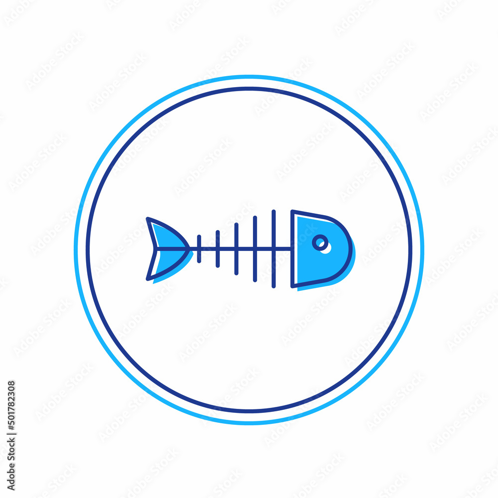 Filled outline Fish skeleton icon isolated on white background. Fish bone sign. Vector Filled outline Fish skeleton icon isolated on white background. Fish bone sign. Vector