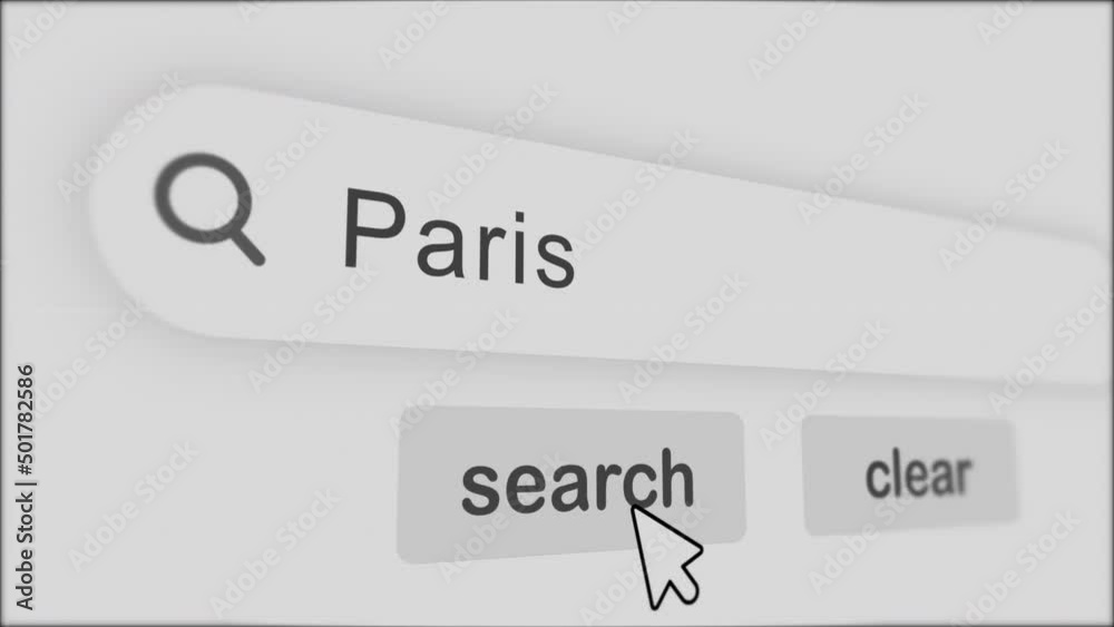 paris typing on Search Bar with click Animation.vintage monitor screen. Searching the word on internet search browser. paris typing on Search Bar with click Animation.vintage monitor screen. Searching the word on internet search browser.