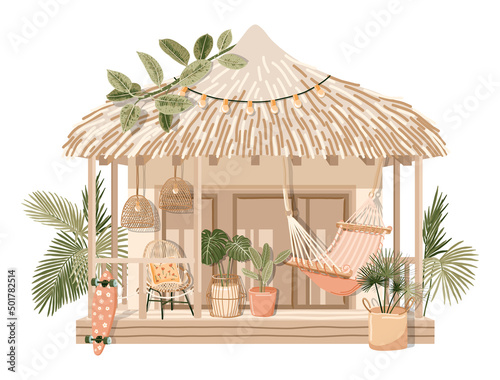 Holiday tropical house vector illustration