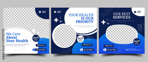 Medical and health care services social media post template