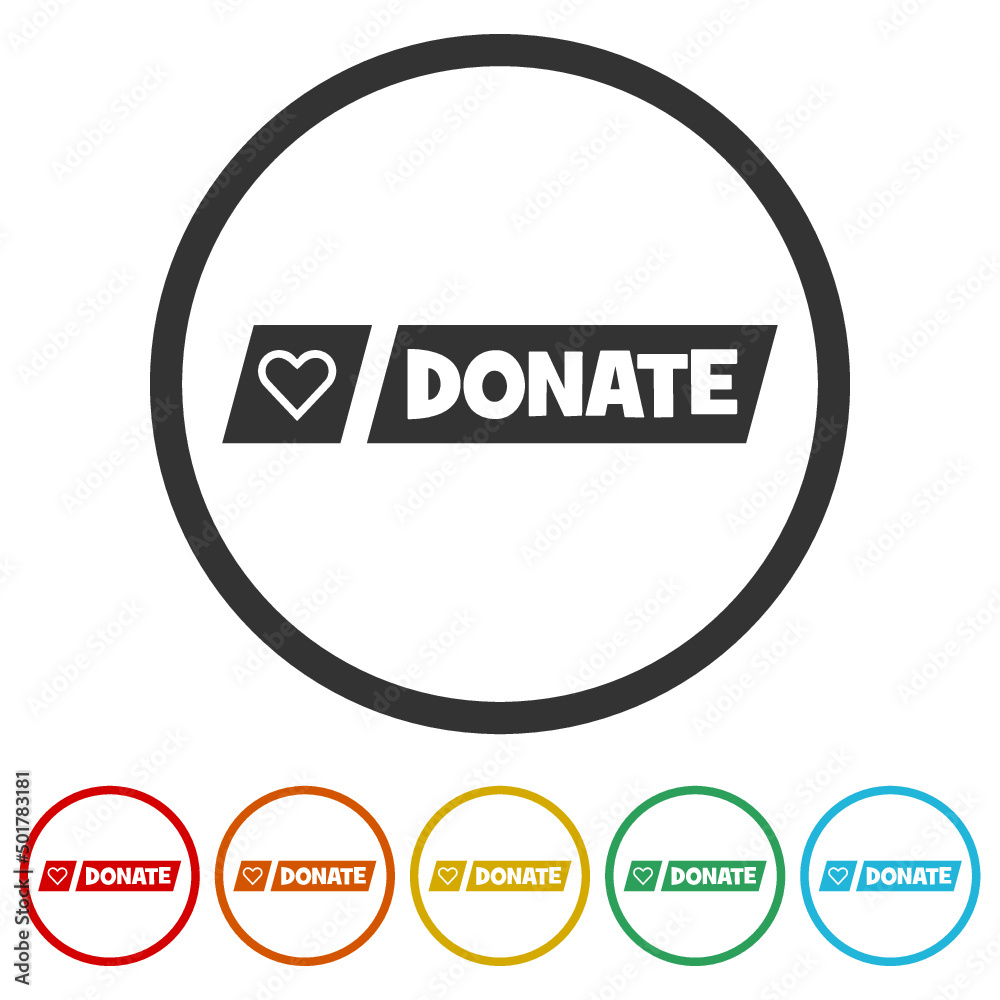 Donate donation icon isolated on white background. Set icons colorful Donate donation icon isolated on white background. Set icons colorful
