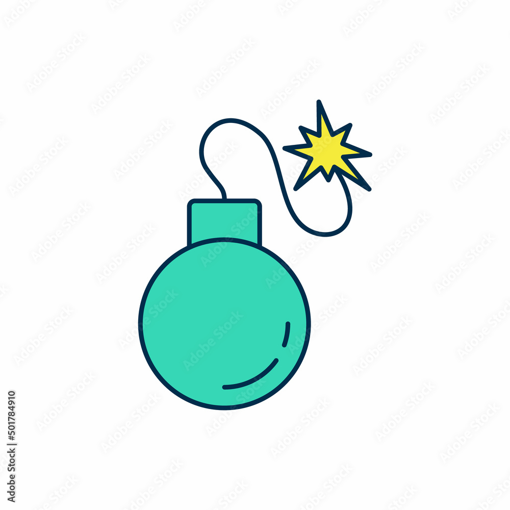 Filled outline Bomb ready to explode icon isolated on white background. Vector Filled outline Bomb ready to explode icon isolated on white background. Vector