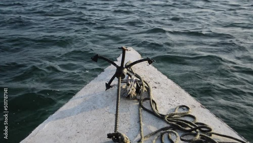Anchor on the bow sailing the Ocean