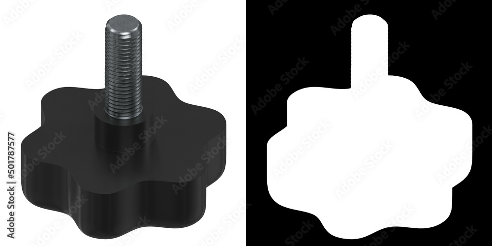 3D rendering illustration of a knob with thread