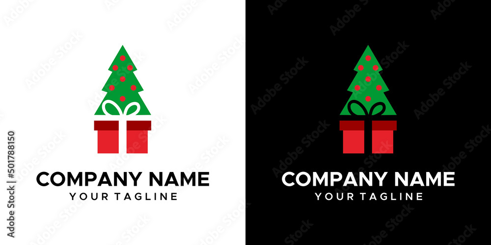 A graphic image of a Christmas tree and gifts themed, on a black and white background. vector graphics base.