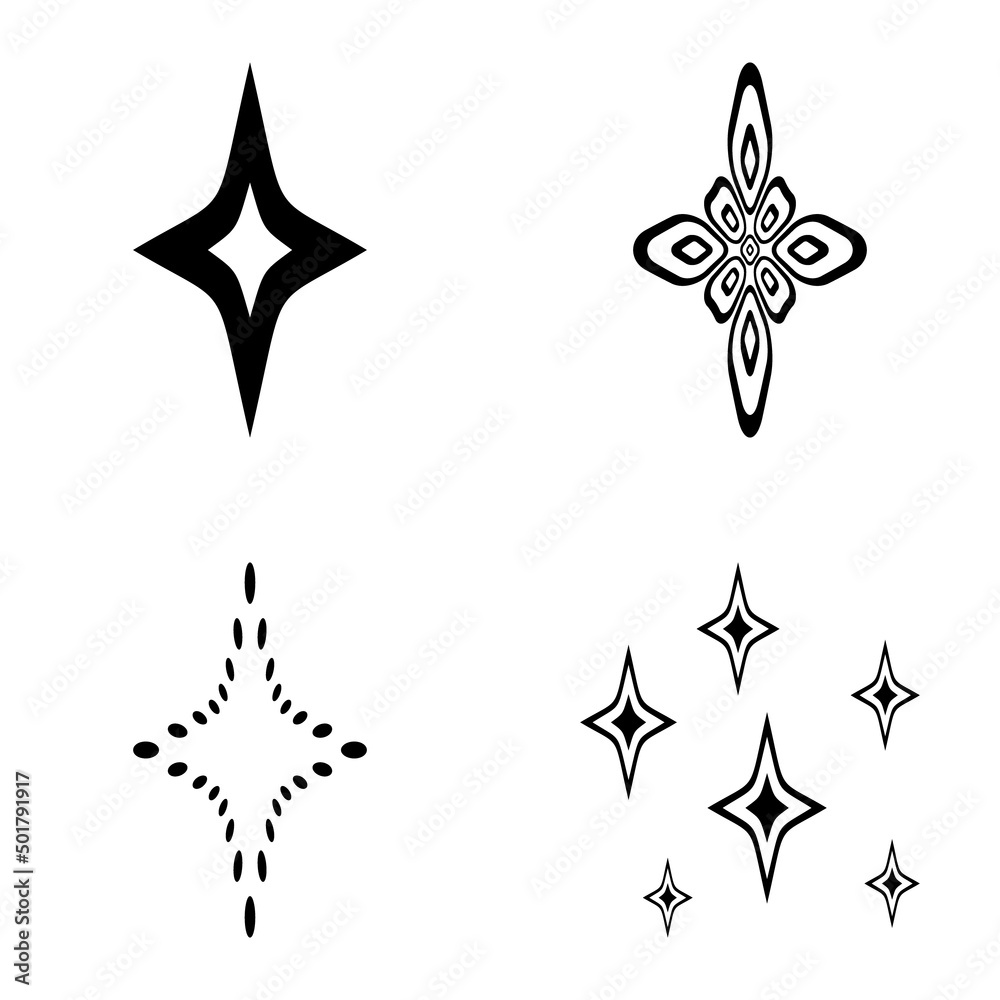 Obraz premium Rhombic_star3 Flat Icon Set Isolated On White Background