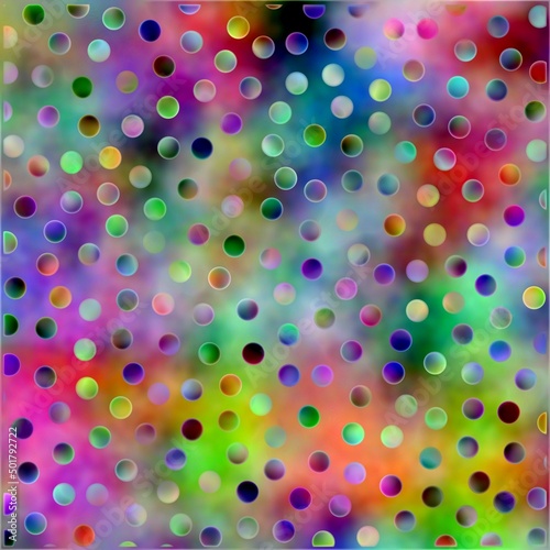 Abstract illustration featuring vividly colorful dots on a vividly colorful background