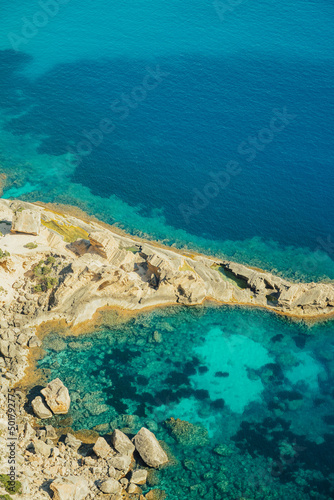 Beautiful bay view in Ibiza island, turquoise blue water