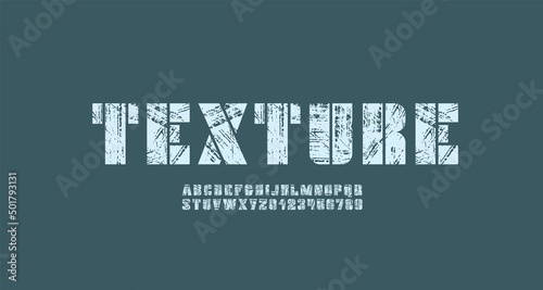 Grunge font, alphabet with a letterpress eroded rough texture