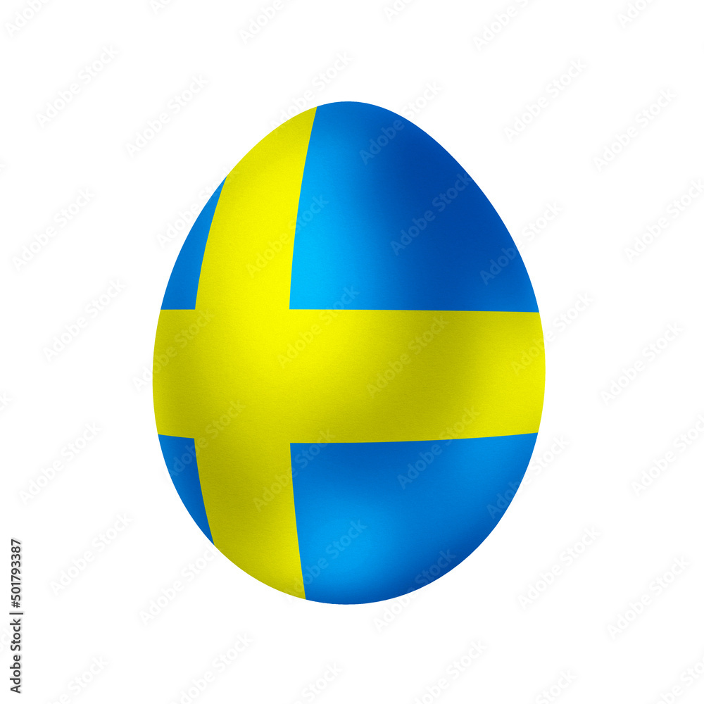 New life symbol. Clip art in colors of national flag. Egg on white background. Sweden