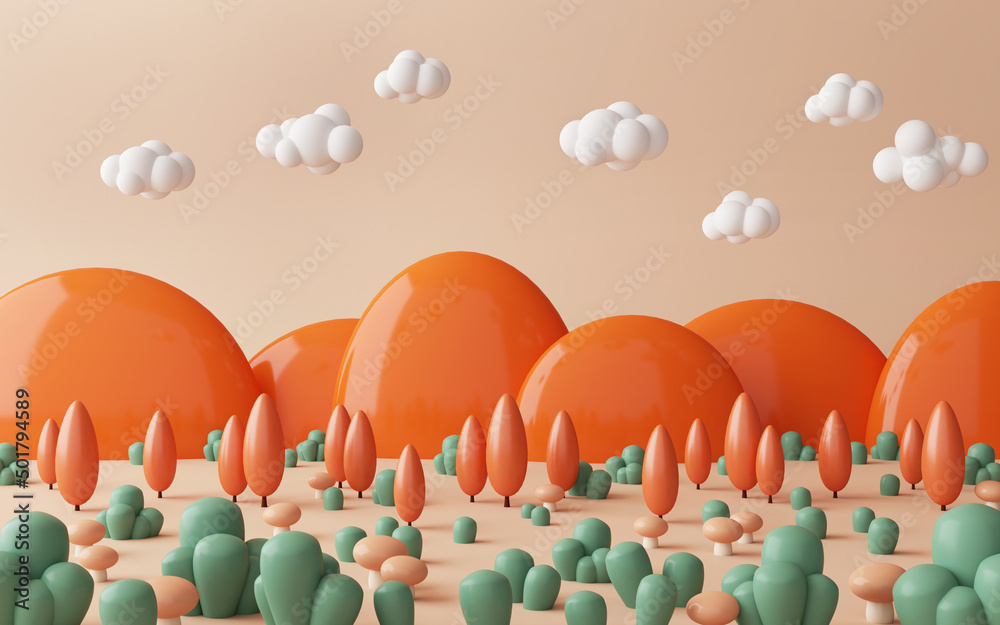 Obraz premium Fairy tail background screen.Woods concept.3d rendering