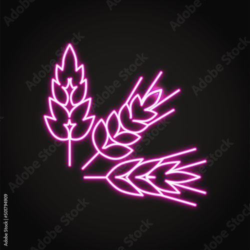 Neon wheat ears line icon