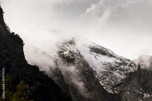 Mountain with clouds in Queulat national park © Rodrigo