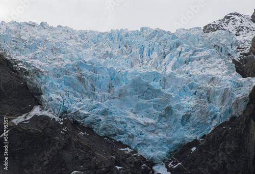 Close up of the glacier in queulat national park photo