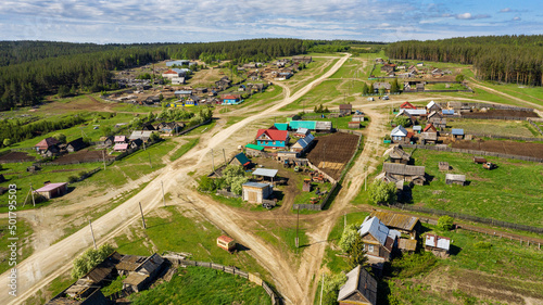 Southern Urals, Bashkortostan, Shansky village. Aerial view.