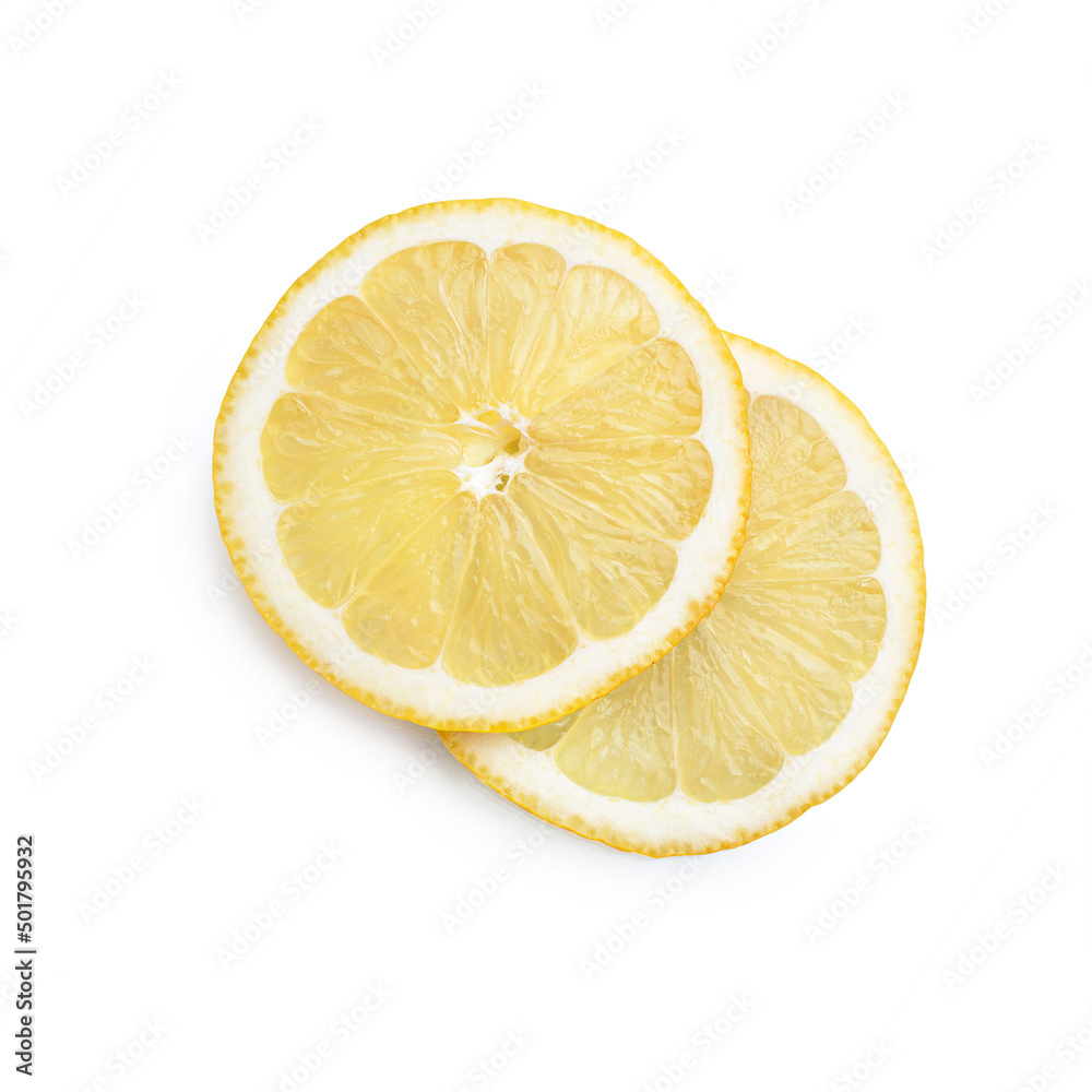 Lemon slices on white background