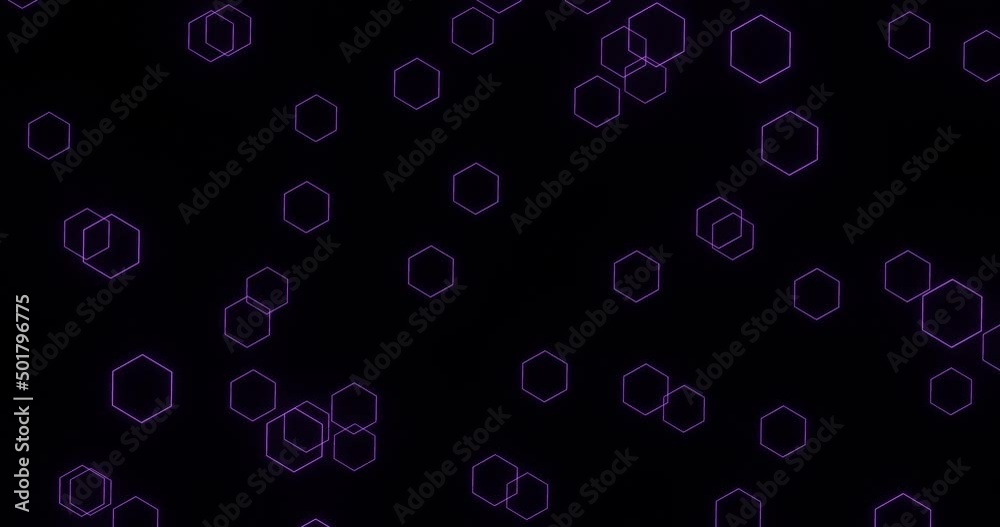 3d render with glowing purple hexagons on black background 3d render with glowing purple hexagons on black background