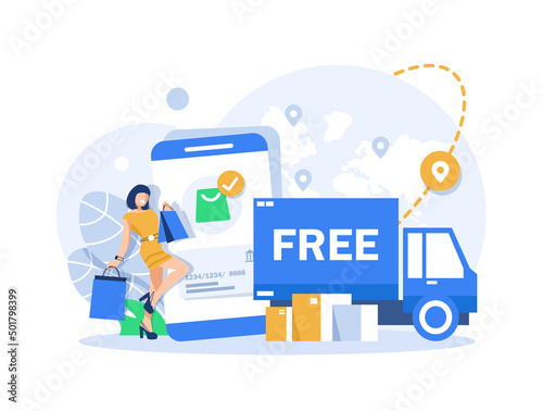 Online shopping,The product catalog on the web browser page,Girls make purchases in the online store